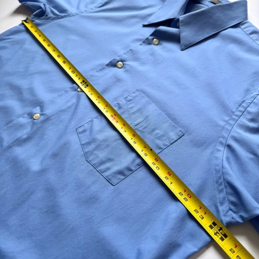 Arrow Wrinkle Free Half Sleeve Blue Men's Shirt Size 16-16 1/2 Large - Picture 7 of 11